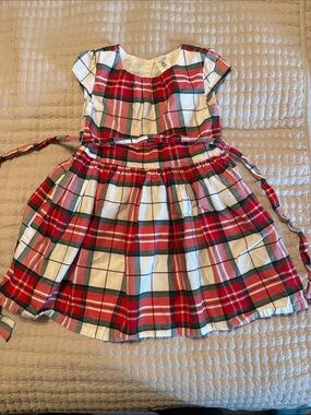 Carter's Red Green White Plaid Cap-Sleeve Dress